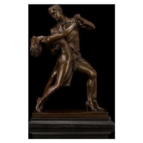 16" Copper Art Deco Sculpture One Couple Woman and Man Ballroom Dancing Statue