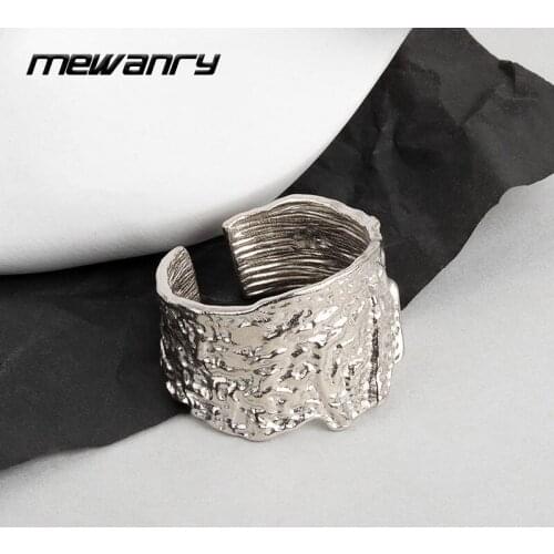 Mewanry Tin Foil Pattern 925 Sterling Silver Rings for Women Simple New Fashion Vintage Hiphop Rock Party Jewelry Birthday Gifts