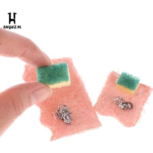1:12 Dollhouse Mini Kitchen Cleaning Tool Set Rag Sponge Wiping Dishwashing Ball Doll House Cleaning Tools