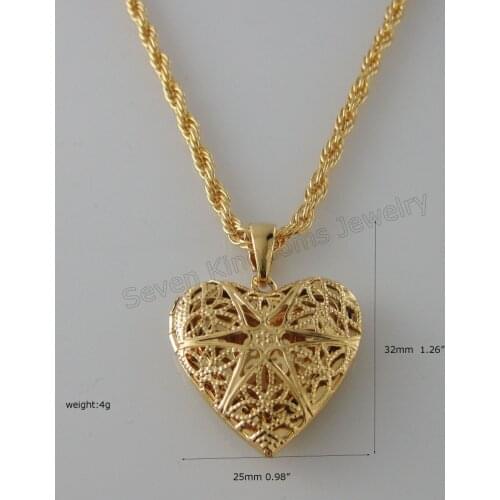 Min order 10$ CAN MIX DESIGN - YELLOW GOLD GP 24" ROPE NECKLACE&MUSLIM ALLAH GOD HEART PENDANT HANGS 32 MM 1.26" islamic