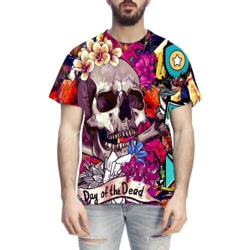 3D printed skull t-shirts Mens T shirt Harajuku shirt Novelty t-shirt Summer color T-shirts Hip hop streetwear Oversized T-shirt