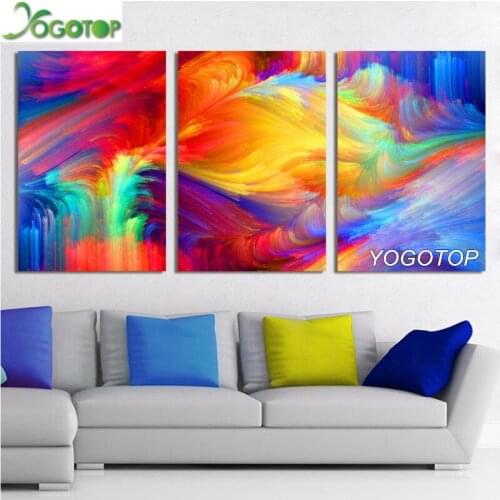 Diy diamond painting 3 pcs full 3d pictures diamond embroidery abstract scenery mosaic home Decoration Colorful cloud ML1370