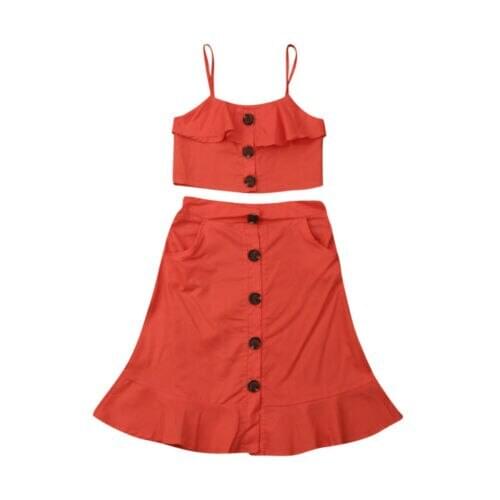 Toddler girl clothes Summer Kids Baby Girls Sling Vest Tops T-Shirt Skirt 2PCS Outfits Overall Clothes