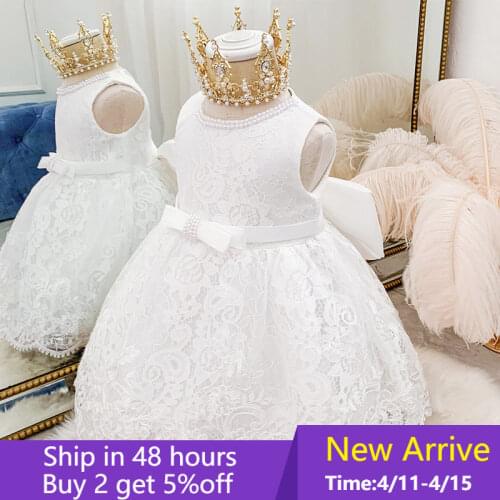 Baby Girl Baptism Dress Beading 1st Birthday Dress For Baby Girl Bridesmaid Ceremony Prom Princess Childrens Dress