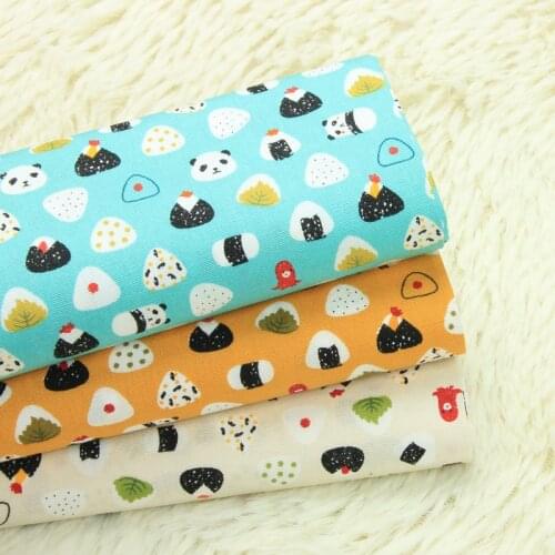 Half yard import cotton fabric with cartoon bear rice ball print cloth, handmade DIY patchwork bag garment dress tissue A823