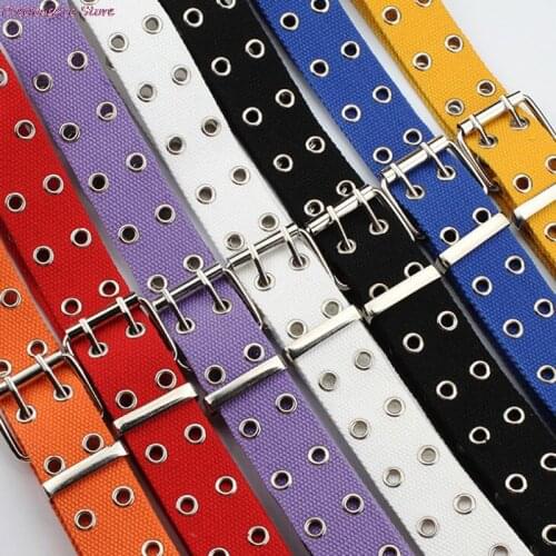 New Designer Harajuku Wide Canvas Web Double Grommet Hole Buckle Belt Female Male Waist Strap Belts For Women Men Jeans