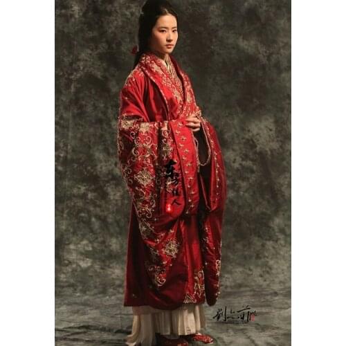 Extravagent Luxurious Traditional Hanfu Costume Red Wedding Bride Costume TV Play Tong Que Tai The Assassins
