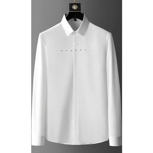 Mens Shirt Slim Long Business Formal Shirt Simple Bee Hot Diamond Solid Color Mens Shirt