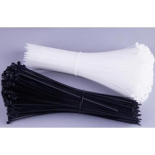 500pcs 4*120mm Width 3.6mm Self-Locking Nylon Cable Tie Plastic Strapping Tape Zip Tie Wire ties Black White
