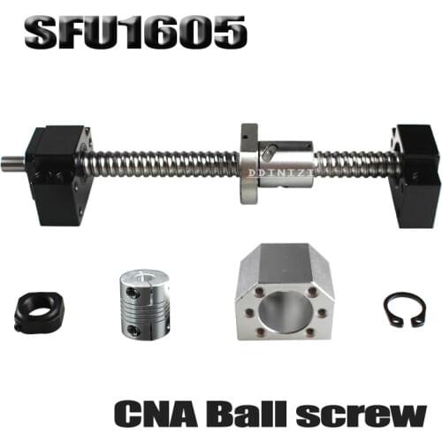 SFU1605 Set SFU1605 Rolled Ball Screw C7 With End Machined + 1605 Ball Nut + Nut Housing+BK/BF12 End Support + Coupler RM1605