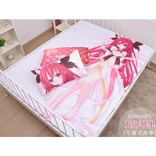 Anime Cartoon Date A Live Itsuka Kotori Silk Mattress Cover Fitted Sheet Fitted cover bedspread counterpane