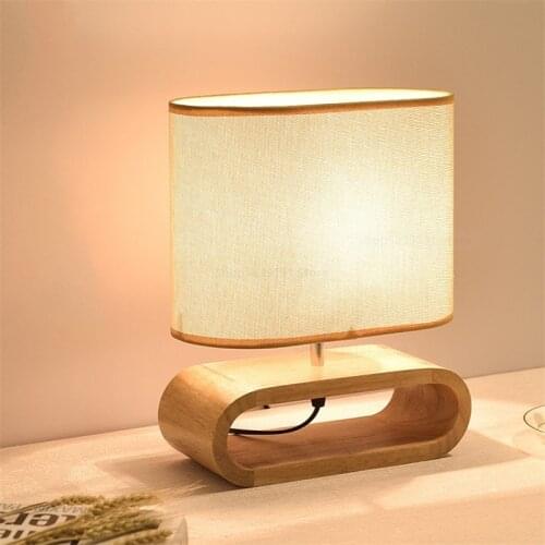 Nordic Modern Wood Table Lamps Cloth Lampshade Table Lights for Living Room Bedroom Art Deco Desk Lamp LED Reading Light Fixture