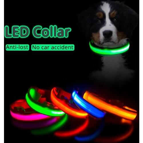 Led Dog Collar Adjustable Mesh Padded Pet Dog Collar Anti-Lost/Avoid Car Accident Collar For Dogs Pet Products
