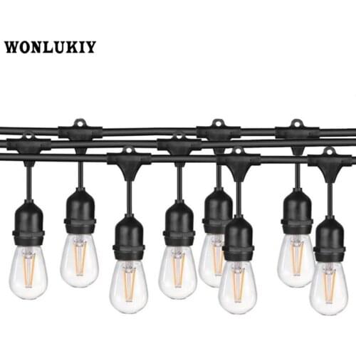 E27 Edison Bulb String Lights Warm White 10M 10Leds Outdoor Waterproof S14 Lamp Garland for Party Wedding Garden Decor AC220v