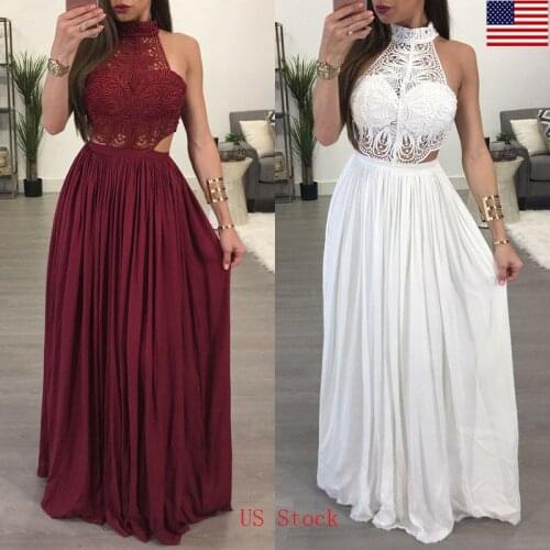 US STOCK Women Boho Casual Long Dress Evening Party Dress