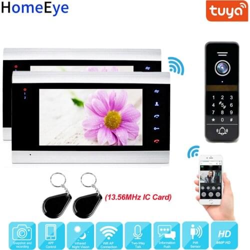 TuyaSmart App Remote Control WiFi IP Video Door Phone Video Intercom 1080P Home Access Control Keypad+IC Card Motion Detection