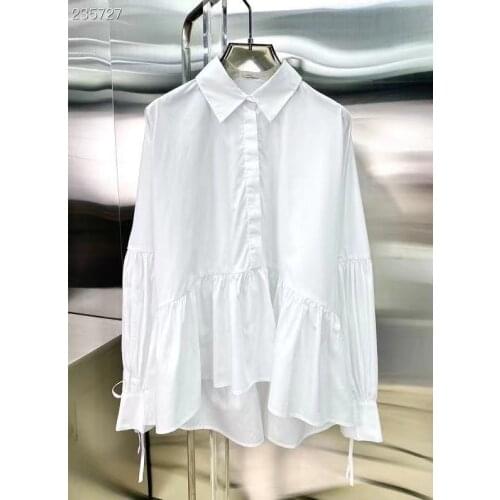 High-Quality Sicily Fashion Runway Womens Shirt Retro Long Sleeves Ruffles Elegant White Blouse For Autumn 2021 ladies Top