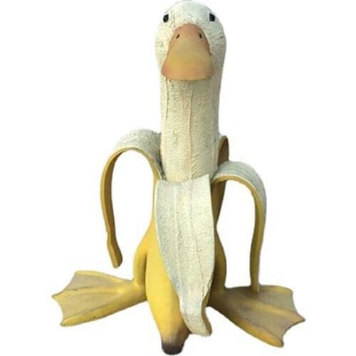 1Pc Creative Art Banana Duck Garden Decoration Outdoor Courtyard Animal Statue Figurines Lawn Landscape Desktop Ornaments