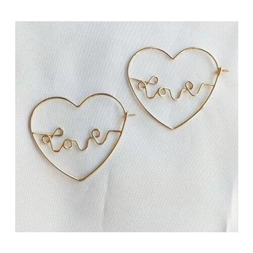 2019 New Fashion Sexy Female Earrings Handmade Gold Color Heart-shaped Love Earrings Brincos Bijoux Statement Jewelry for Women