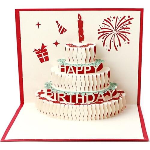 3D Pop Up Paper Laser Cut Greeting Cards Creative Handmade Cake Birthday Postcards for Lover Thank You Cards