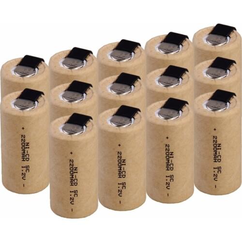 14 pcs SC 2200mah 1.2v battery NICD rechargeable batteries for electric screwdriver electric drill 4.25cm*2.2cm for power tools