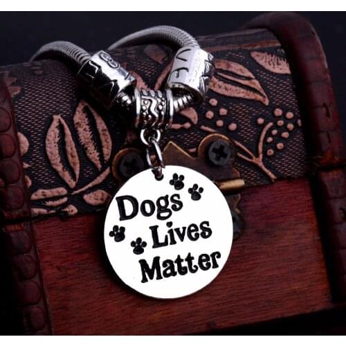 Bespmosp 12pcs/Lot Hot Love Beads Dogs Lives Matter Trendy Charm Bracelet Pet Rescue Chain Bangle Jewelry Cat Paws Print Fashion