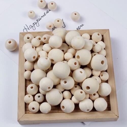 3-50mm Natural Wood Spacer Beads Eco-Friendly Wood Color Balls Lead-Free Baby Wooden Round Bead DIY Accesories Wholesale
