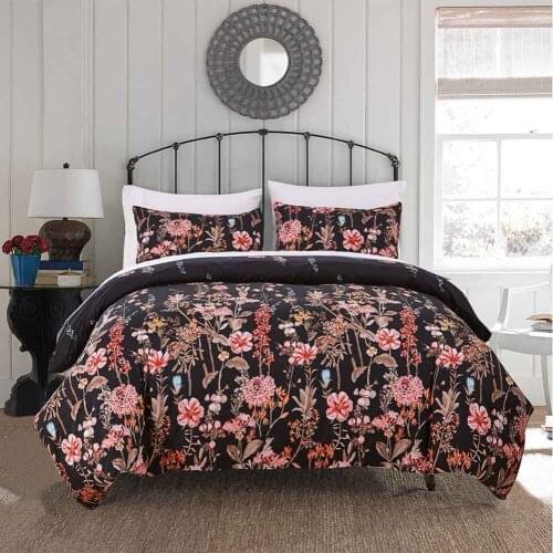Black Bedding Set 3D Duvet Cover Flower Comforter Bedding Sets Queen King Twin Size Romantic Bed Set Cover Luxury Home Textile