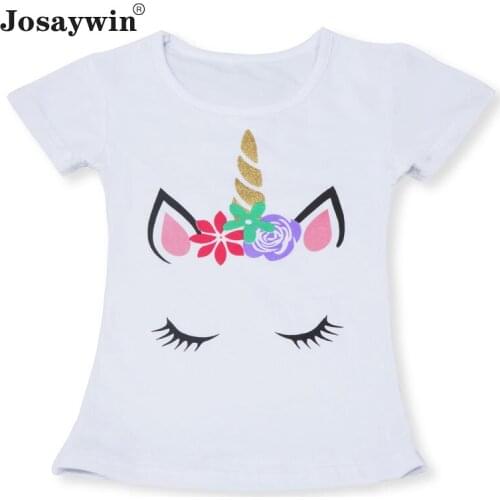 Fashion Summer Unicorn Children T-shirt Boys Girl Short Sleeves White Tees Baby Kids Cute Cartoon Tops For Girls Clothes 2 8Y