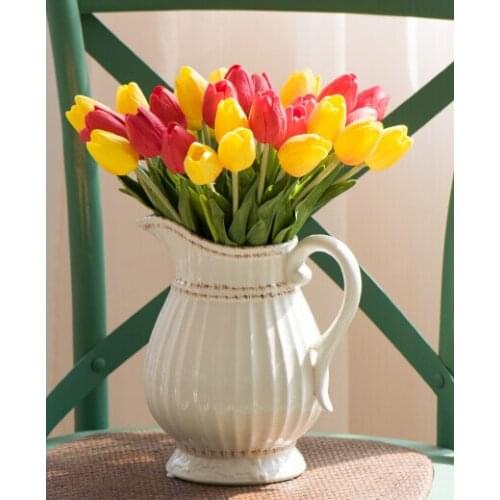 10 pieces/lot, Artificial flower high quality real touch PU Tulip desktop wedding home Party decoration gift multi-color