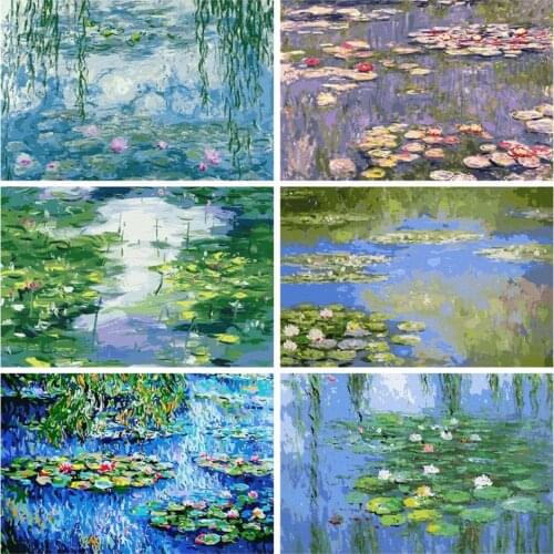 AZQSD Adult Paint By Numbers On Canvas Flowers DIY Unframe Home Decoration Acrylic Paint Lotus Paint By Numbers Handmade Gift