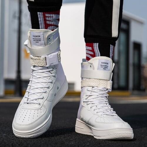 Hot Sale Fashion High Top Buckle Lovers Breathable Casual Sneakers Zapatillas Personality Street Style Couple Shoes