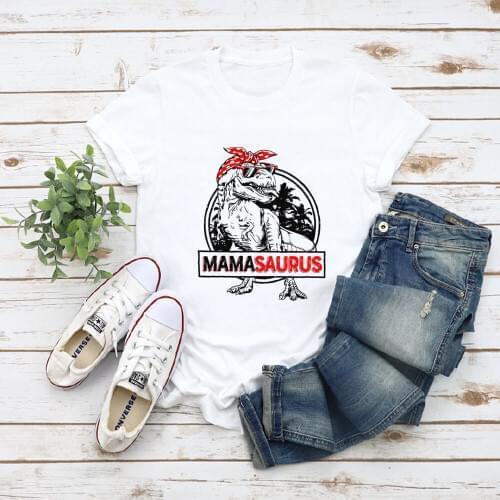 Mamasaurus 100%Cotton Colored Print Women T Shirt Funny Casual O-Neck Short Sleeve Top Mom Tee Mothers Day Gift Christmas Gift