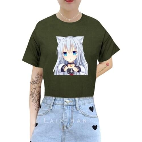 Cute Neko Hibiki Anime Sweet Girls Japanese Streetwear Harajuku Fun Pink Kawaii Casual Tops Loose New Summer Women T-Shirt