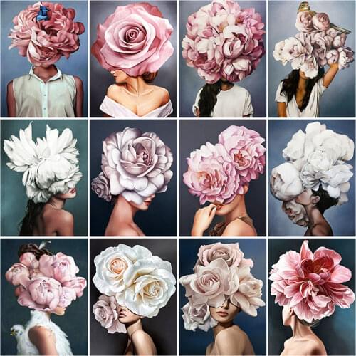 MomoArt Diamond Mosaic 5D DIY Woman Full Drill Square Diamond Embroidery Flower Needlework Mosaic Scenery Art Handicraft