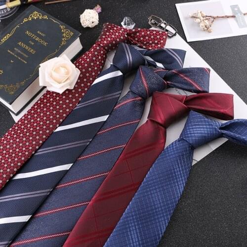 Men Business Tie 7cm Width Striped Plaid Designer Jacquard Wedding Necktie Narrow Classic Ties 1200 Needles Polyester Neckwear