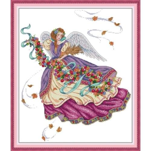 Purple angel cross stitch kit aida 14ct 11ct count print canvas cross stitches needlework embroidery DIY handmade