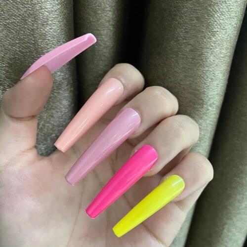 120Pcs/box XXL Long Full Ballerina False Nails Colorful Mix Removable Beautiful Press on Nails Manicure Tool for Nail Art