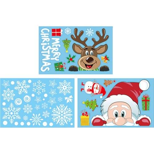 Merry Christmas Wall Window Glass Stickers Decals Santa Murals New Year Decoration Cheap Wholesale