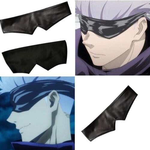 New Anime Jujutsu Kaisen Gojo Satoru Cosplay Mask Patch PU Eyehead Shading Eyeshade Half Face Mask Sleep Party Props Adjustable