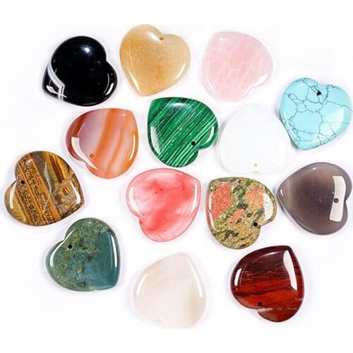 2020 Natural Stone Pendant heart shape agated Amethystd Pendant Making for Jewelry Necklace Accessories Gift for Women 40x40mm