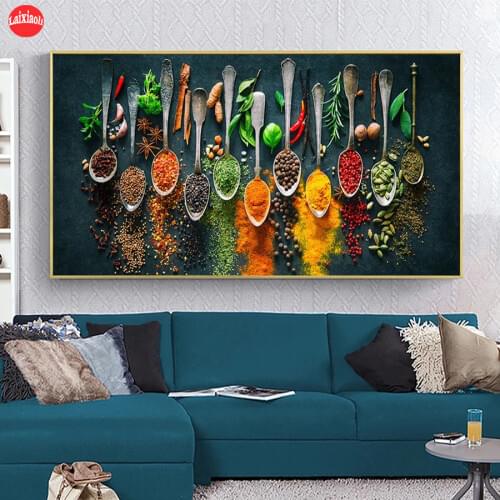 Full Square round drill Diamond painting Hot selling home art, kitchen theme seasoning, vegetables Diamond embroidery