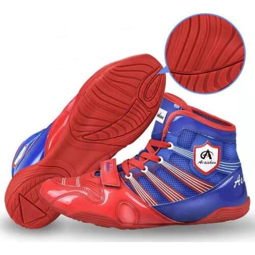 Professional Wrestling Boots for Men Red Blue Anti Slip Fighting Boxing Shoes Kids Indoor Breathable Athletic Boxing Sneakers