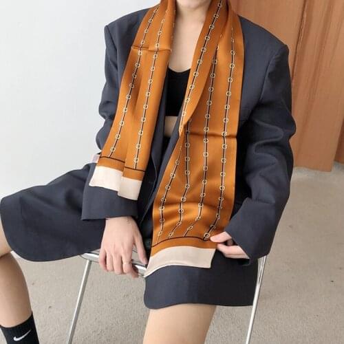 Belts Print 100% Real Silk Neckerchief Necktie Double Layer Women Ladies Luxury Silk Wraps Head Hair Hat Bag Scarfs 150*15cm