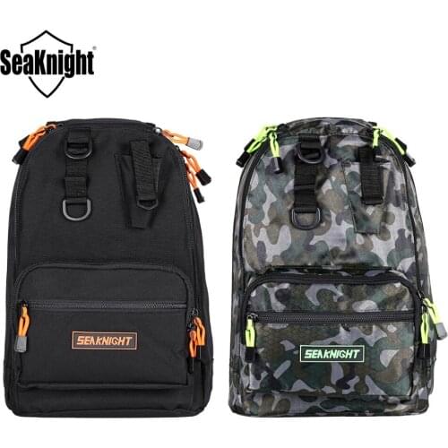 SeaKnight SK005 Fishing Bag Multi-Purpose 4Layer Nylon Waterproof Bag Outdoor Fishing Tackle Bag Camouflage/Black Backpack