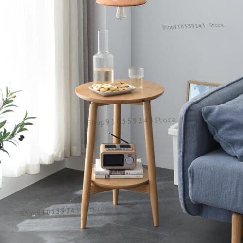 Nordic Solid Wood Sofa Side Table Small Round Table Small Coffee Table Mini Simple Side Table Home Creative Corner Small Table C