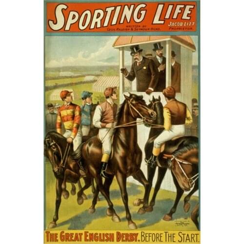 Sporting Life English Derby Horse Race Sign Bar Pub Home Vintage Retro Metal Tin Sign