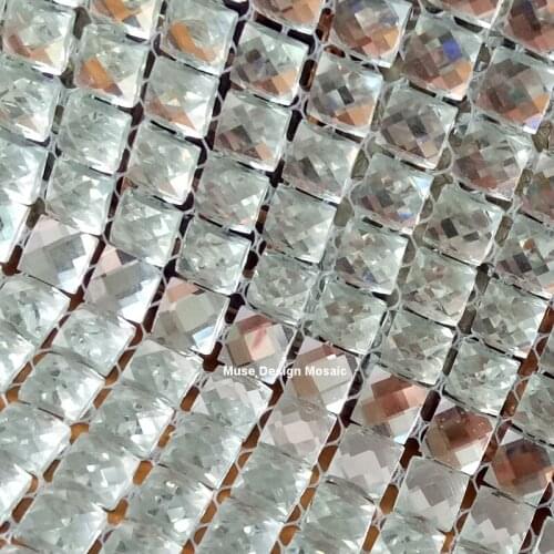 10mm 13 factes edges Silver Diamond Mirror Glass Mosaic Tile for wall sticker showroom KTV Bar Display cabinet borders DIY deco
