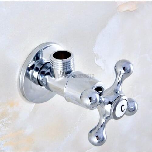 1/2"male x 1/2" Polished Chrome Brass Bathroom Angle Stop Valve Chrome Finish Filling Valves Bathroom tav014
