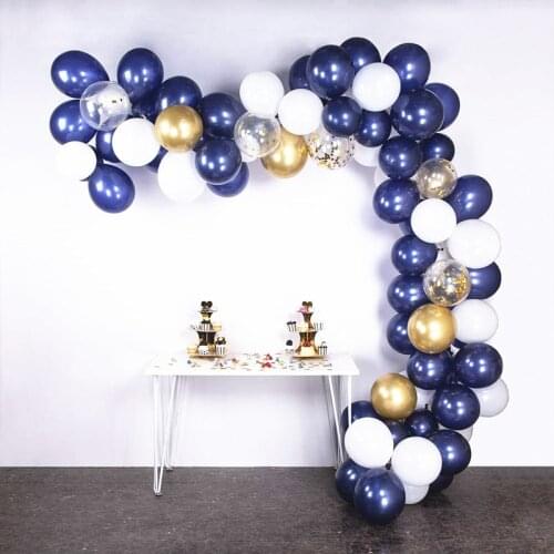 97pcs Balloons Garland Arch Kit 10 inch Navy Blue White Latex Balloons Gold Chrome Confetti Ballon Birthday Party Garland Decor